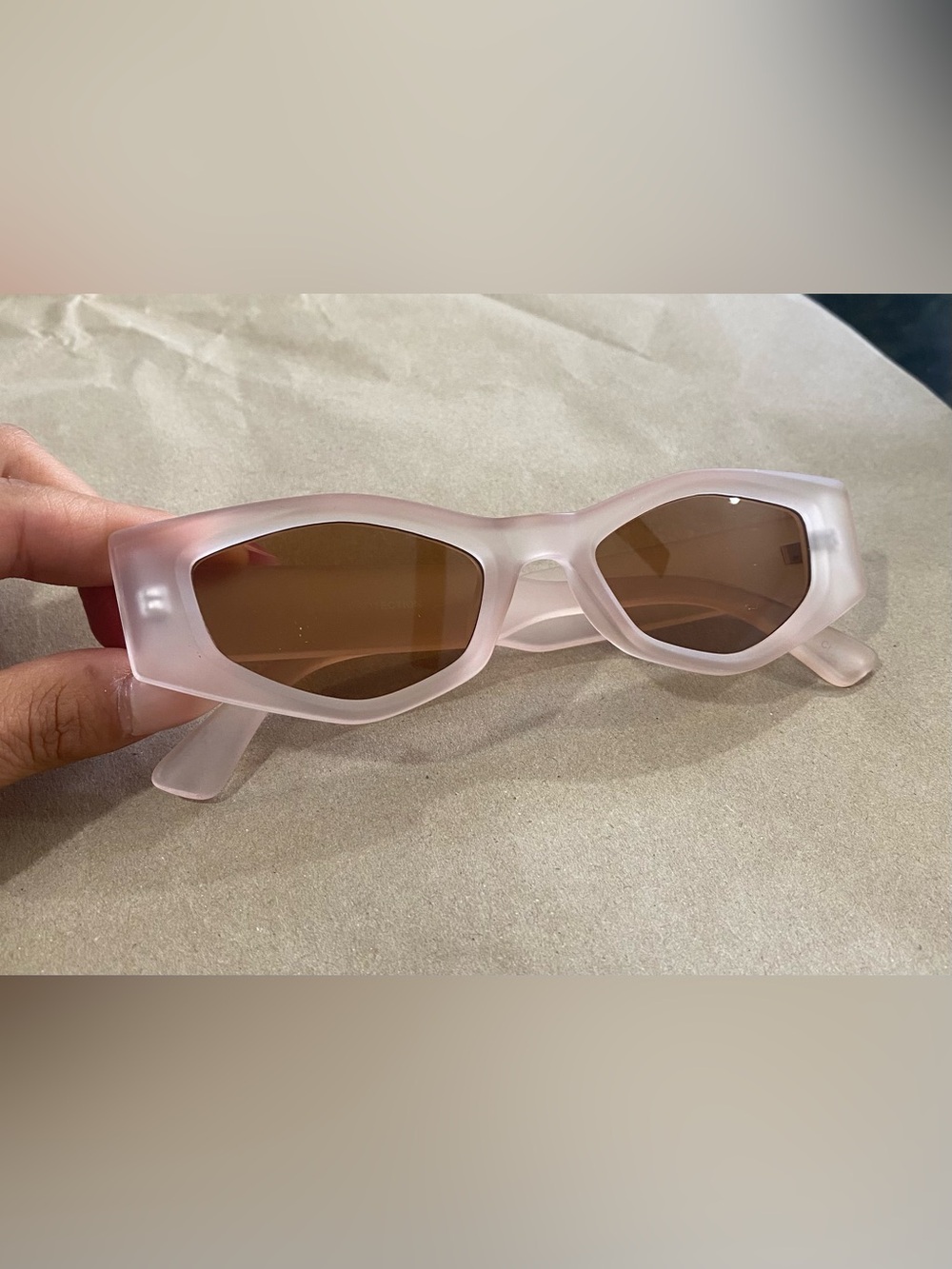 Women's Pink Matte Frame Sunglasses with Brown Lenses